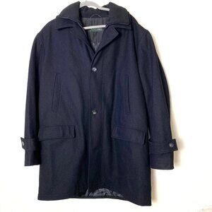 Lauren Ralph Lauren Wool Single Breasted Lined Pea Coat Jacket Black Large